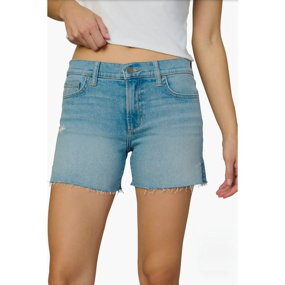 Joe's Accolade Blue The Ozzie Raw Hem Side Slit Mid Rise Denim Shorts Size 26